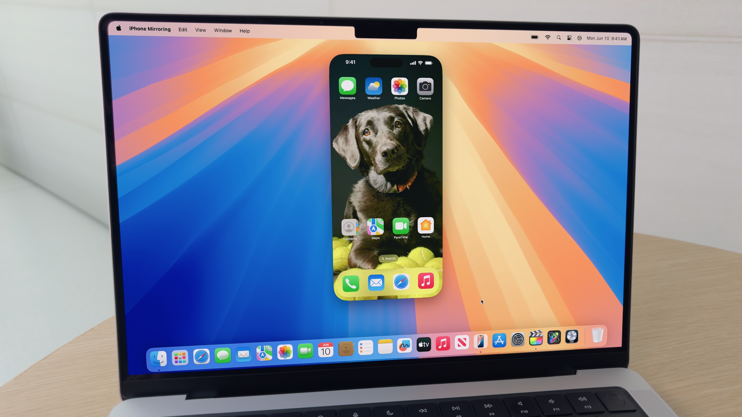 iPhone Mirroring on a MacBook