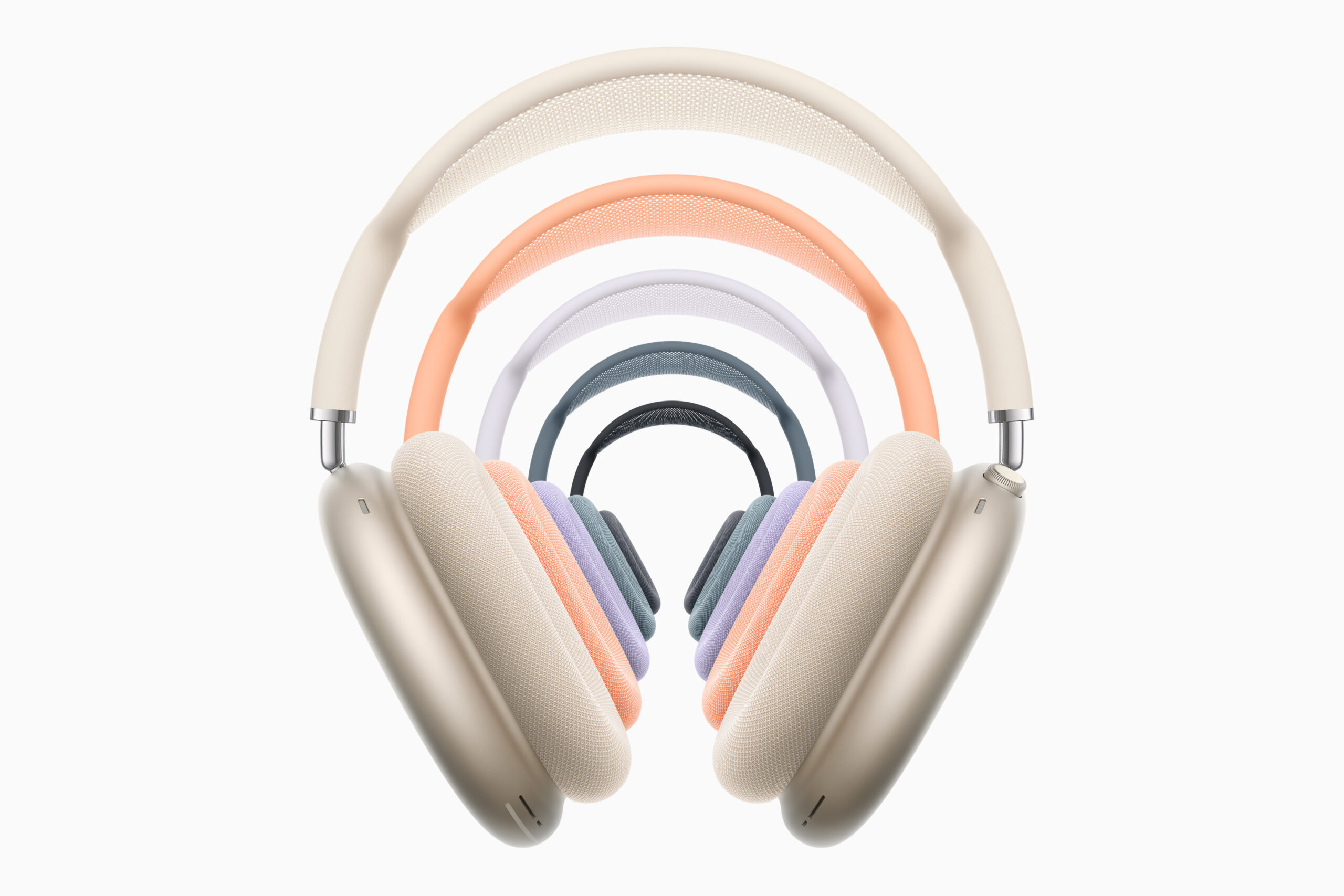 AirPods Max 2024 color lineup: midnight, starlight, blue, orange and purple.